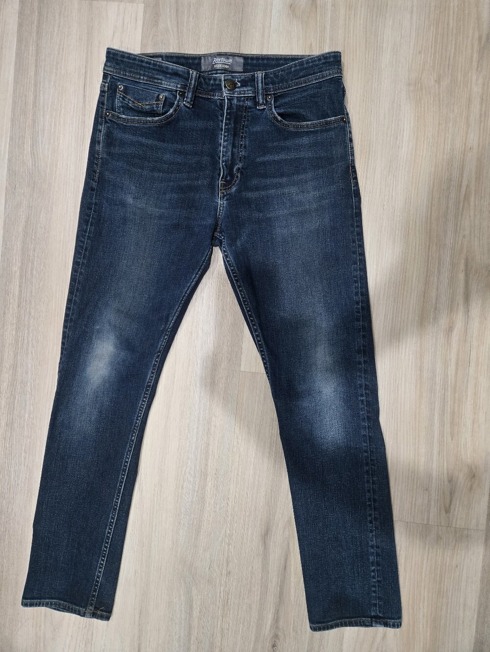 RevTown Men's Dark Blue Slim Fit Jeans 32Wx30L